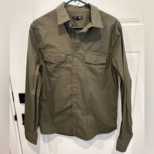 Express Men's Casual Olive Green Button Down Shirt